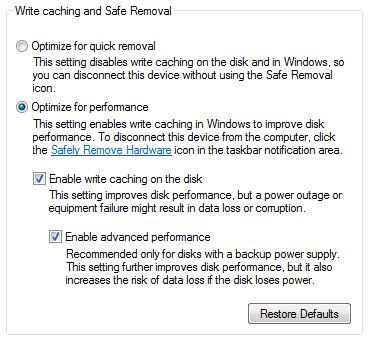 ���������� �������� ������ ������� HDD � Windows Vista