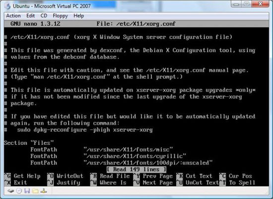 ��������� Ubuntu � �������� xorg.conf