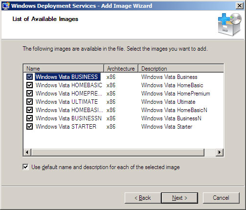 ������ ������� Windows Vista � WDS 