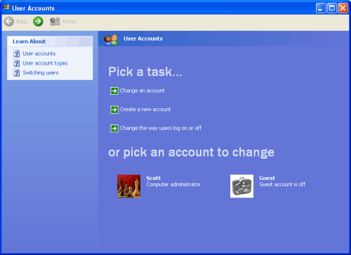 ��������� ������� ������ Windows XP