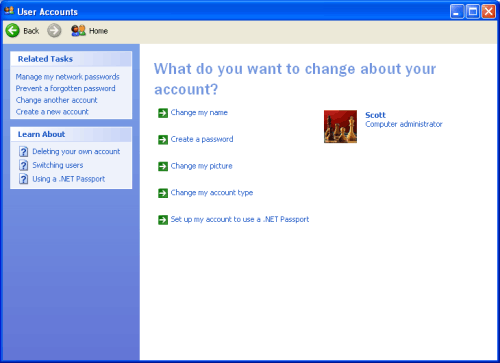 ��������� ������� ������ Windows XP