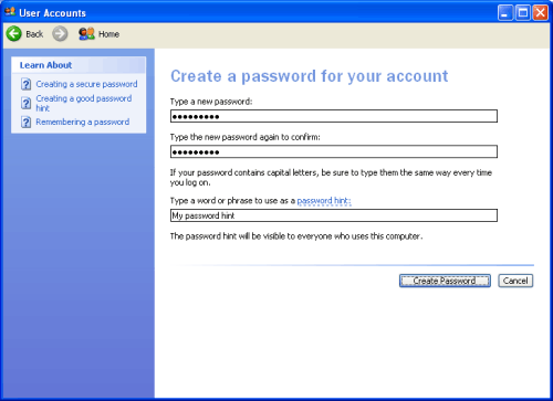 ��������� ������� ������ Windows XP