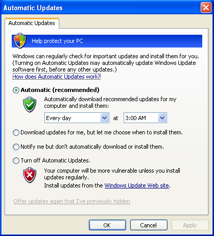 ��������� ������� ������ Windows XP