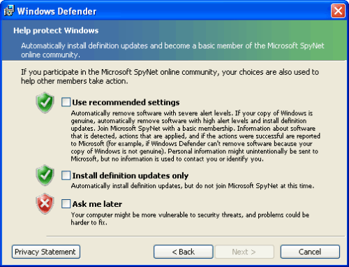��������� ������� ������ Windows XP