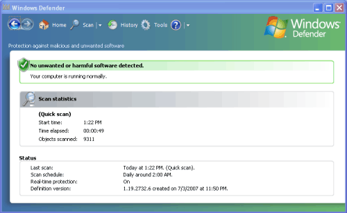 ��������� ������� ������ Windows XP